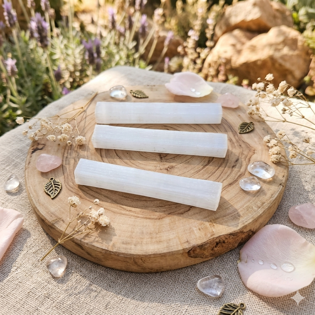 Selenite Stick Glossy 7cm Morocco for Cleansing & Recharge