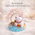 Rose Quartz with Lucky Cat Crystal Tree