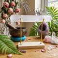 Selenite Wand with Wooden Gold Stand 3x20cm for Cleansing