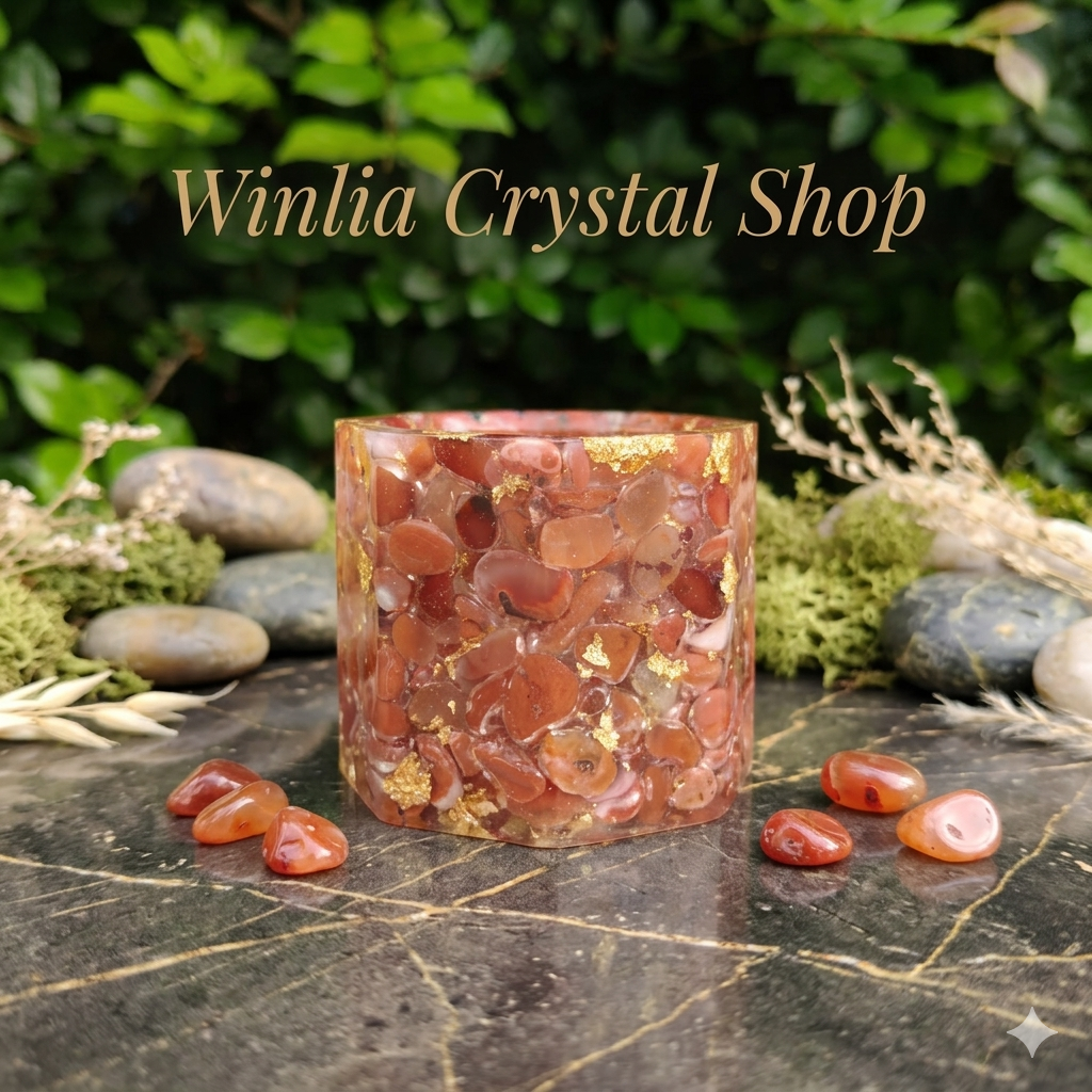 Gelas Resin Carnelian with Gold Flakes