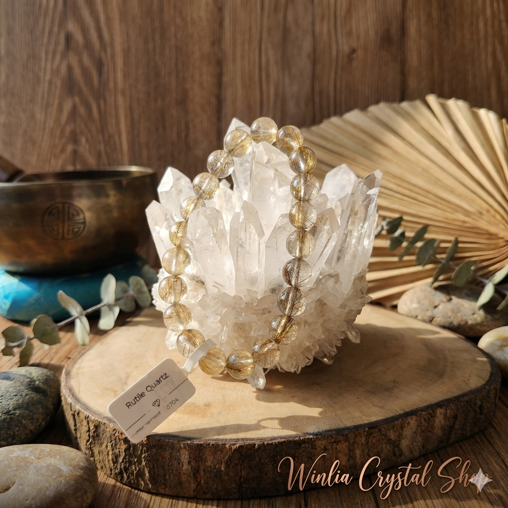HQ Silver Rutile Quartz Bracelet 9mm